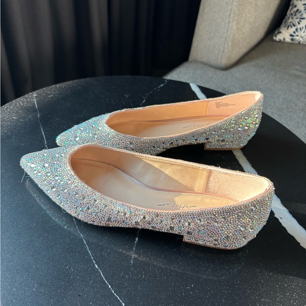 Betsey Johnson Sparkling Silver Flats
